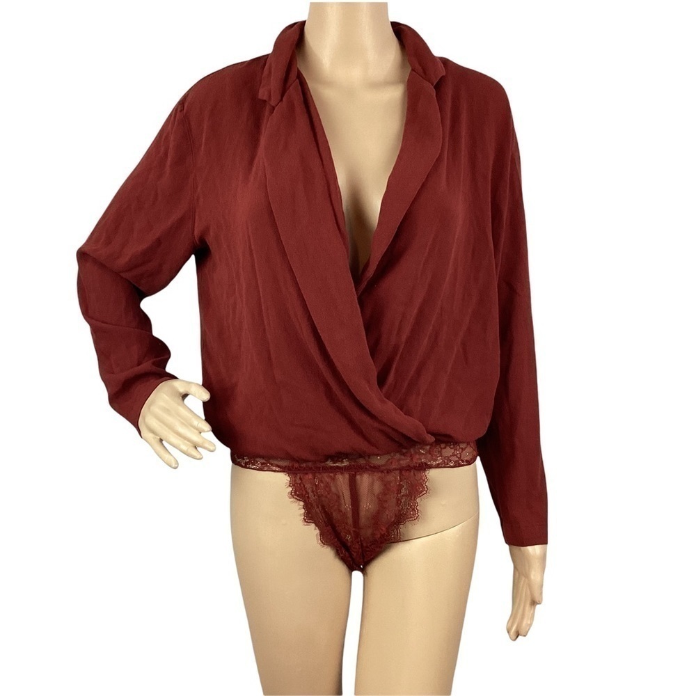 Intimately Free People Elsa Bodysuit Size XS Terracotta Red Long Sleeve